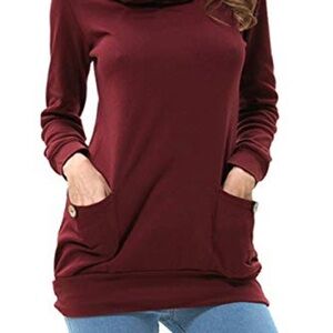 Burgundy levaca Womens Long Sleeve Oversizes Pullover Tunic. Size large